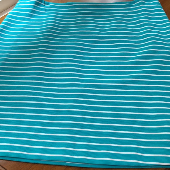 Talbots Teal/White Striped A-Line Skirt    Sz 14 - Picture 2 of 8